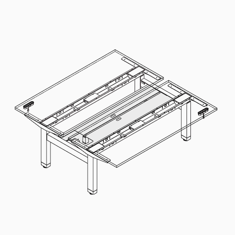 A line drawing of Ratio's lower cable management.