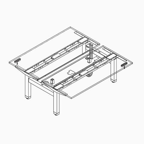 A line drawing of Ratio's vertical cable management.