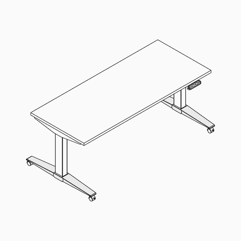 A line drawing of a Ratio foot with castors.