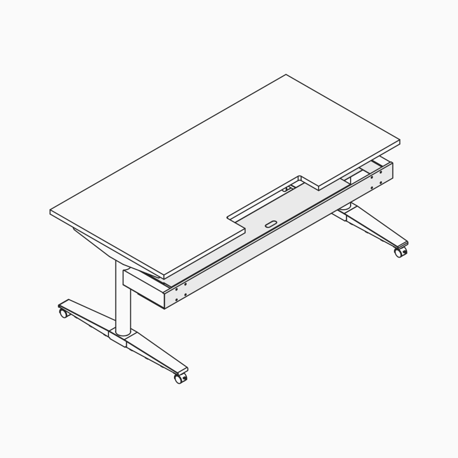 A line drawing of a Ratio single sided lower cable tray.