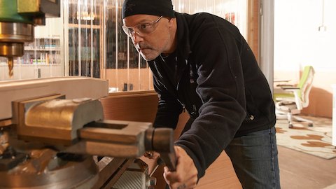 Product designer Brian Alexander at work in his studio. Product designer Brian Alexander at work in his studio.