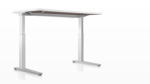 A view of the underside of a Renew Sit-to-Stand Table, showing the slim legs and uncluttered design.