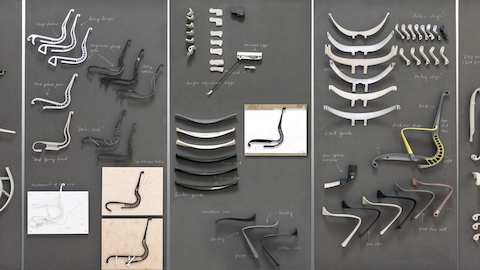 The individual components of a disassembled Setu office chair.