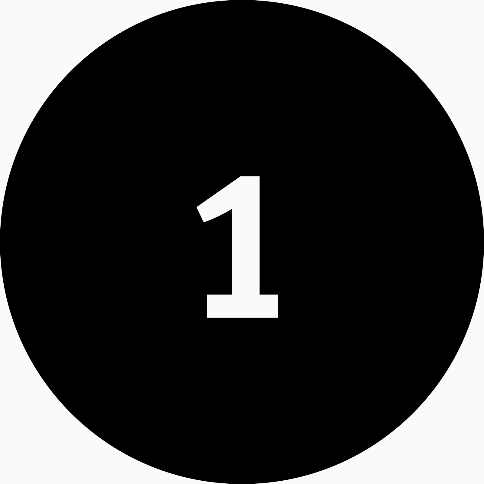 A black circle icon with the number one inside.