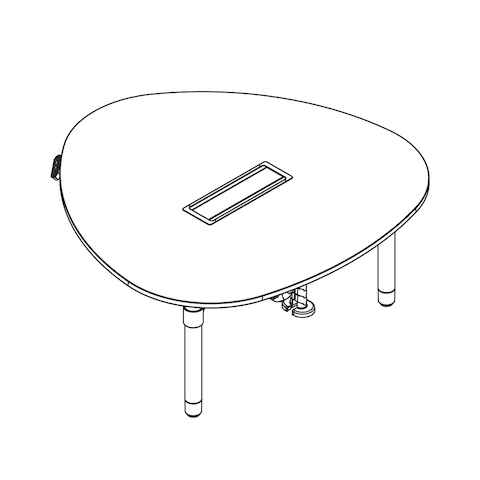 A line drawing of a Shift Levels Table guitar pick shape.