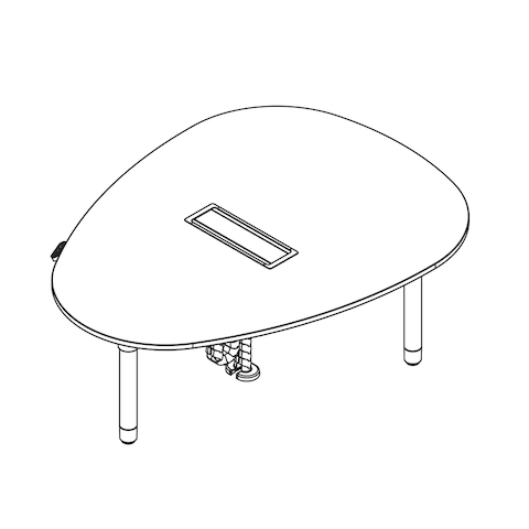 A line drawing of a Shift Levels Table teardrop shape.