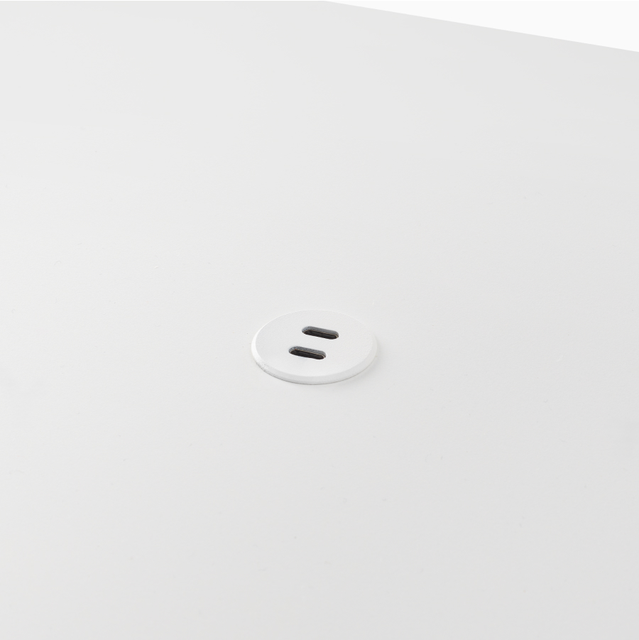 Surface-integrated dual port USB-C power solution shown in white.
