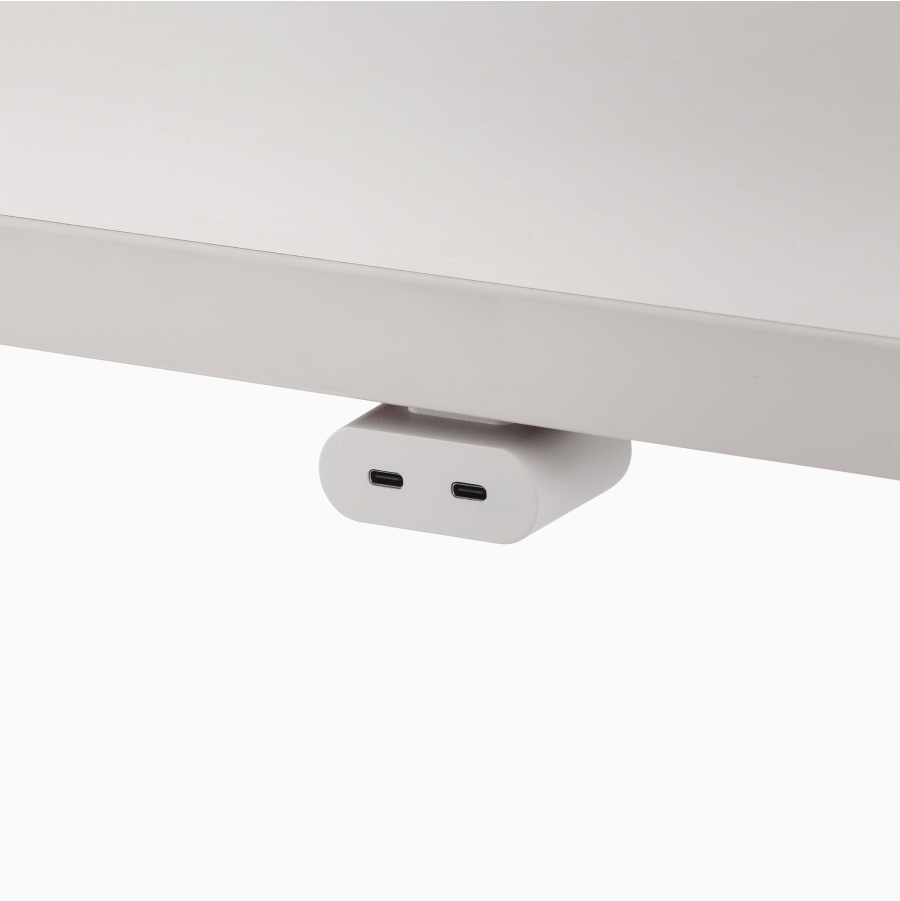 Surface-attached undermount USB-C power solution shown in white.