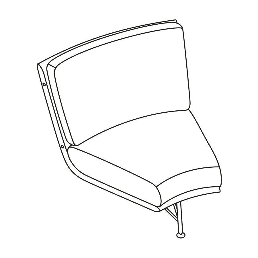 Illustration isométrique du canapé Striad à dossier bas, avec assise renfoncée.