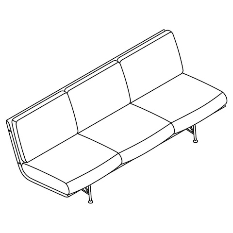 A line drawing of the Striad Two-Seat Sofa Right Arm