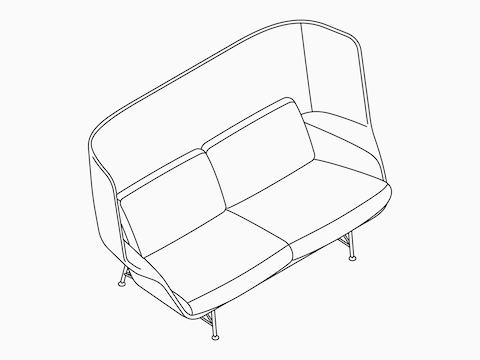 A line drawing of the Striad High Back Two and A Half-Seat Sofa