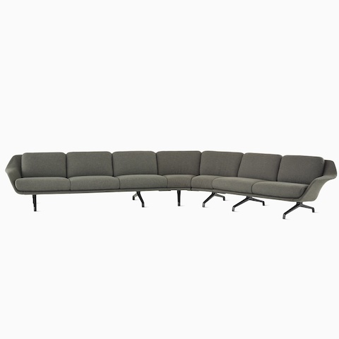 A Striad Modular Three-Seat Sofa with wedge in dark grey.