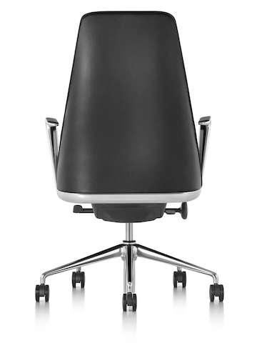 Black leather Taper executive chair, viewed from the rear.