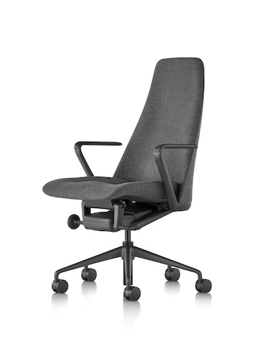 Black fabric Taper executive chair, viewed from the front.