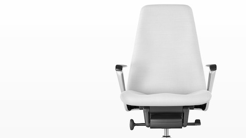 White leather Taper executive chair, viewed from the front.