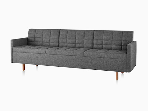 Dark grey Tuxedo Classic Sofa, viewed from the front.