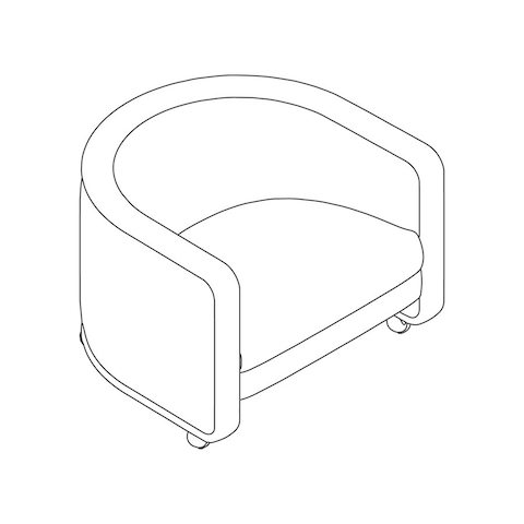 A line drawing - U-Chair–With Casters