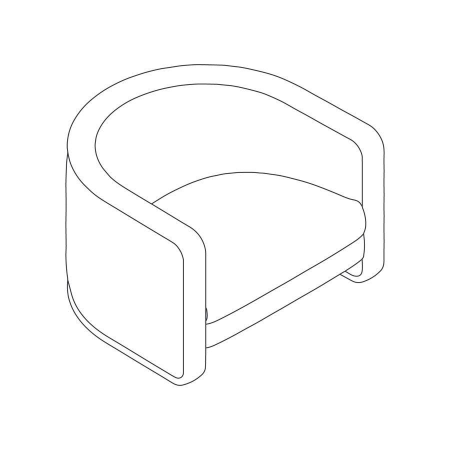 A line drawing – U-Chair – Without Casters