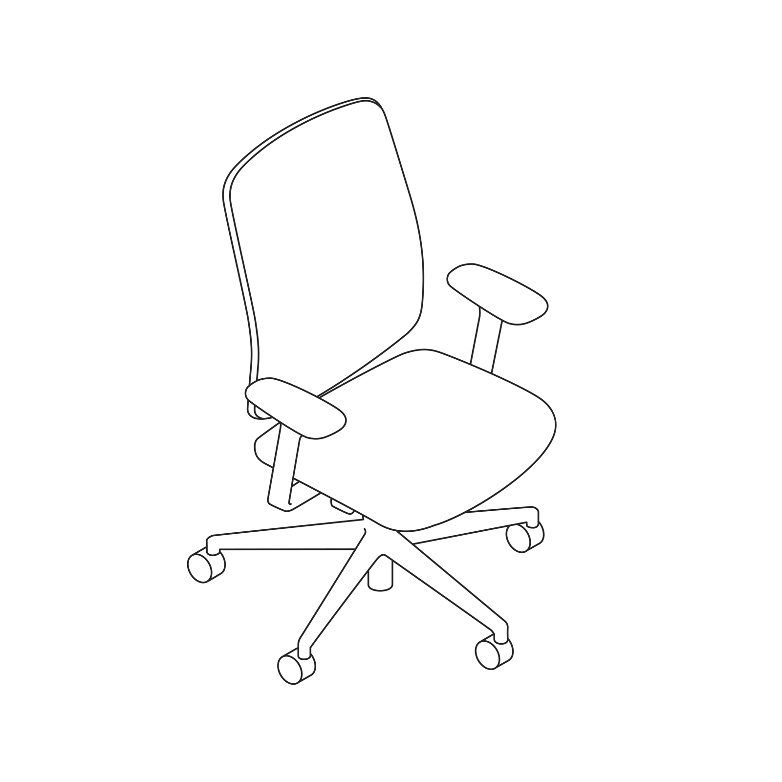 Een lijntekening van een Verus-stoel.