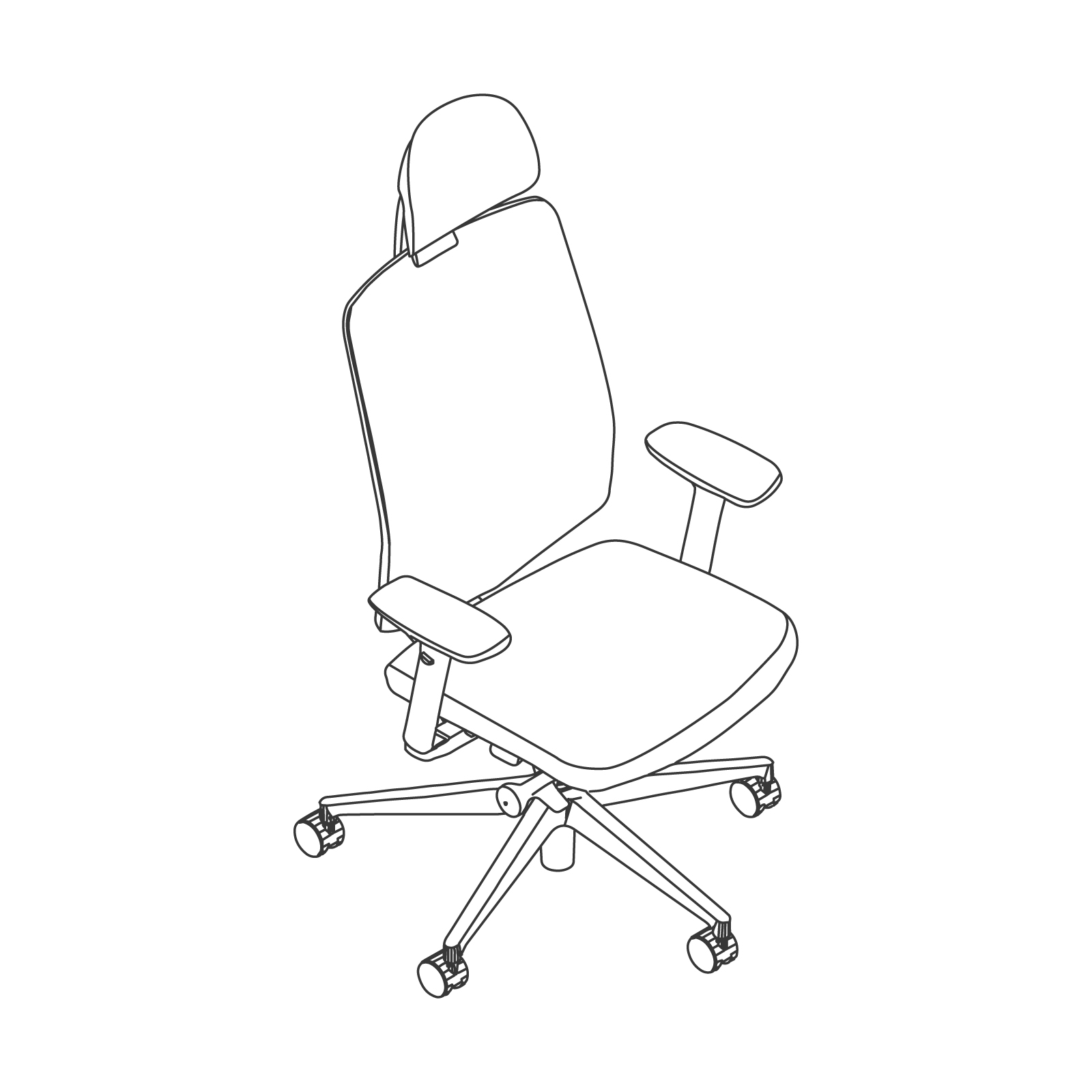 A line drawing - Verus Chair–With Headrest