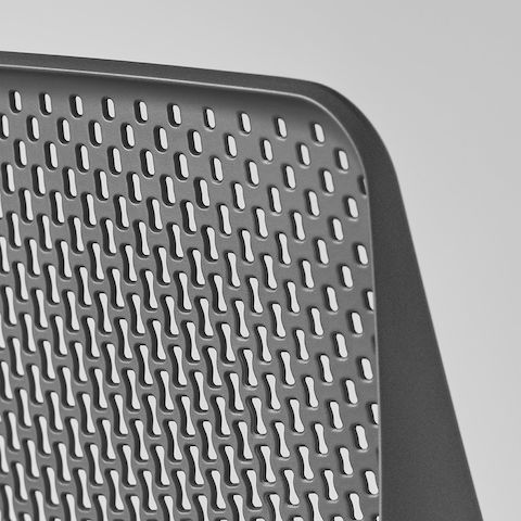 A close-up view of a Verus Chair's black Triflex back. A close-up view of a Verus Chair's black Triflex back.
