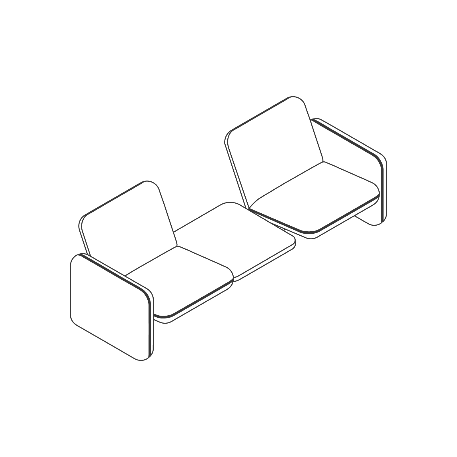 Um desenho de linha - Grupo de Sofás Modulares Wilkes – 1 lugar à esquerda – mesa – 1 lugar à direita