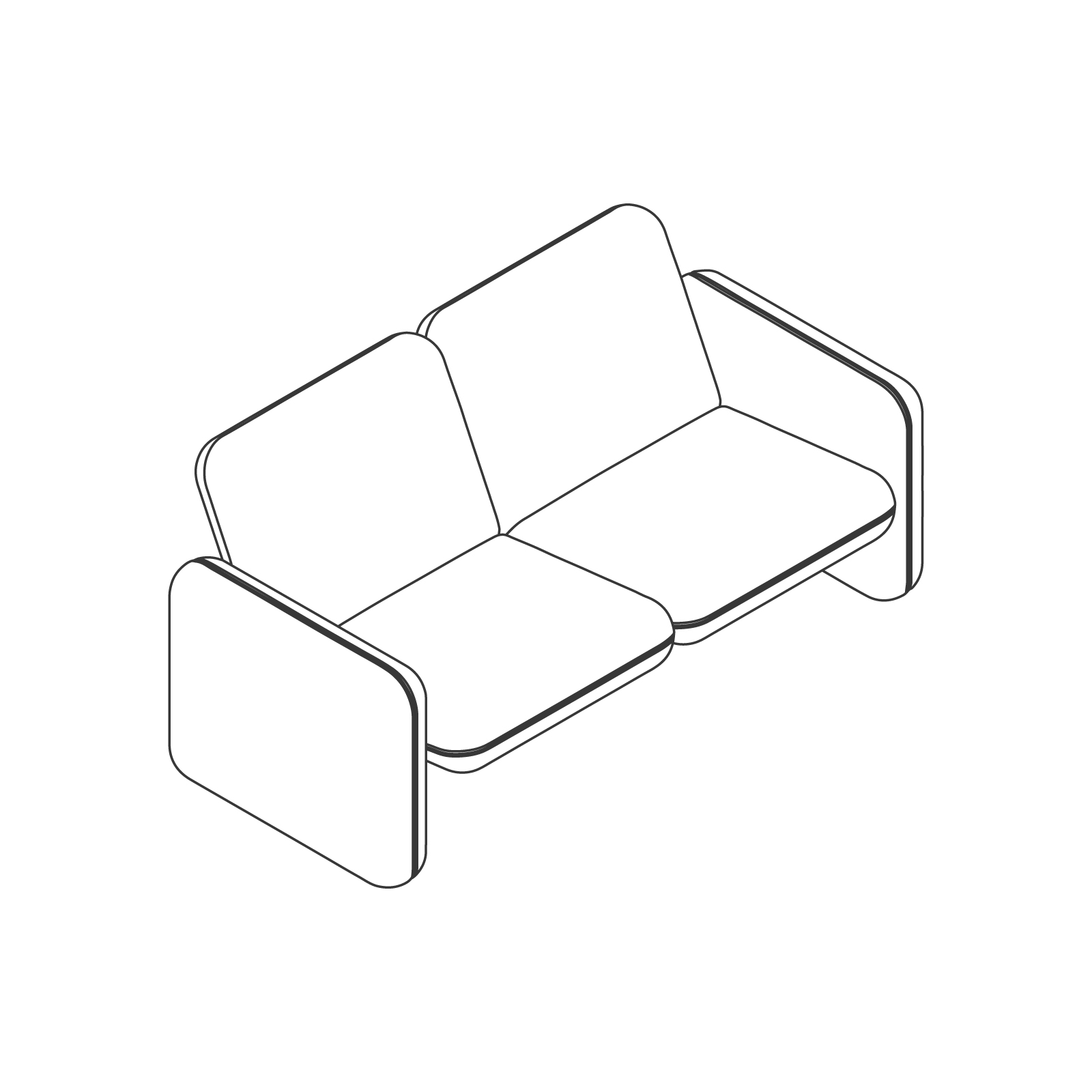 A-lijn tekening - Wilkes modulaire bankgroep–2-zitting