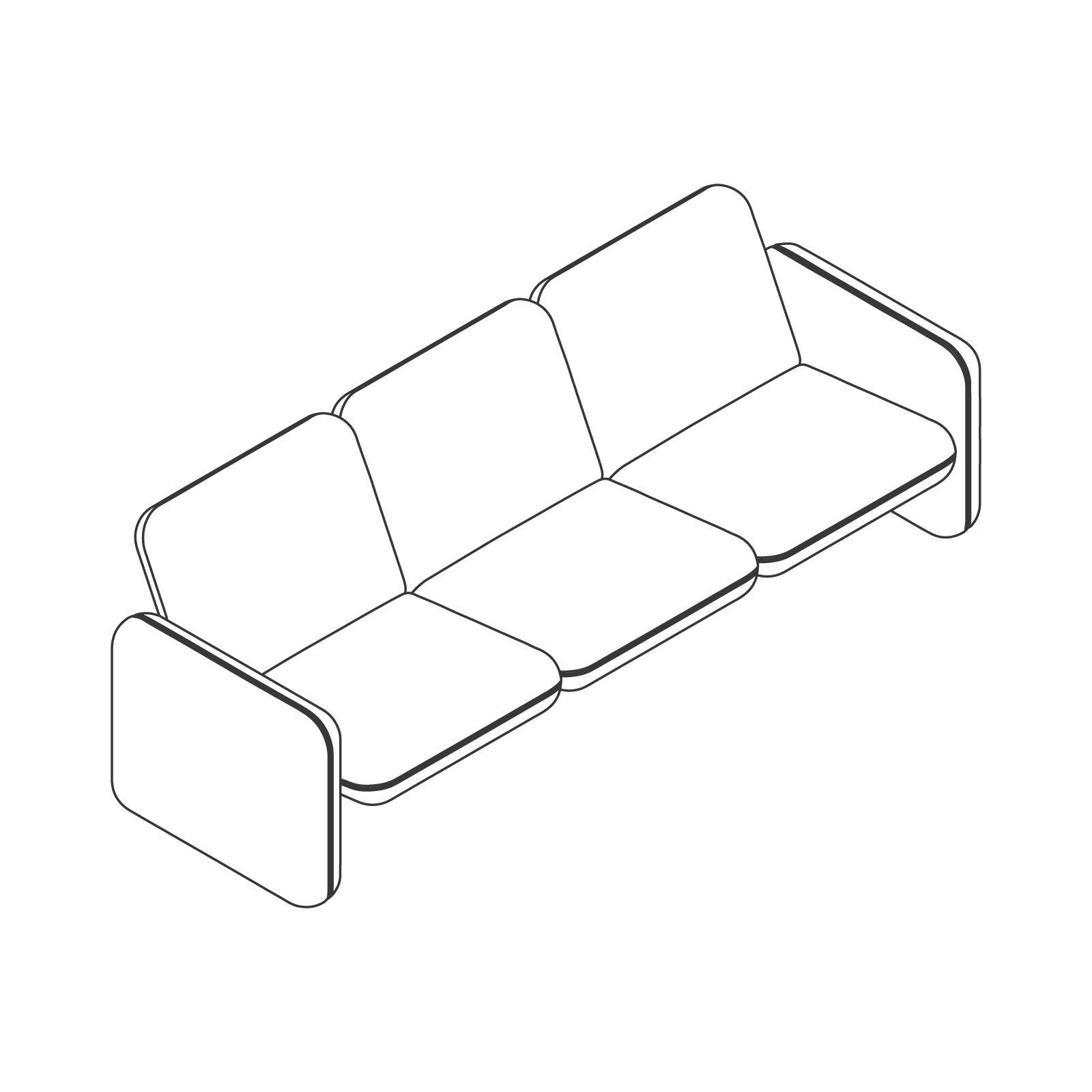 Dibujo en líneas - Conjunto de sofás modulares Wilkes – 3 asientos