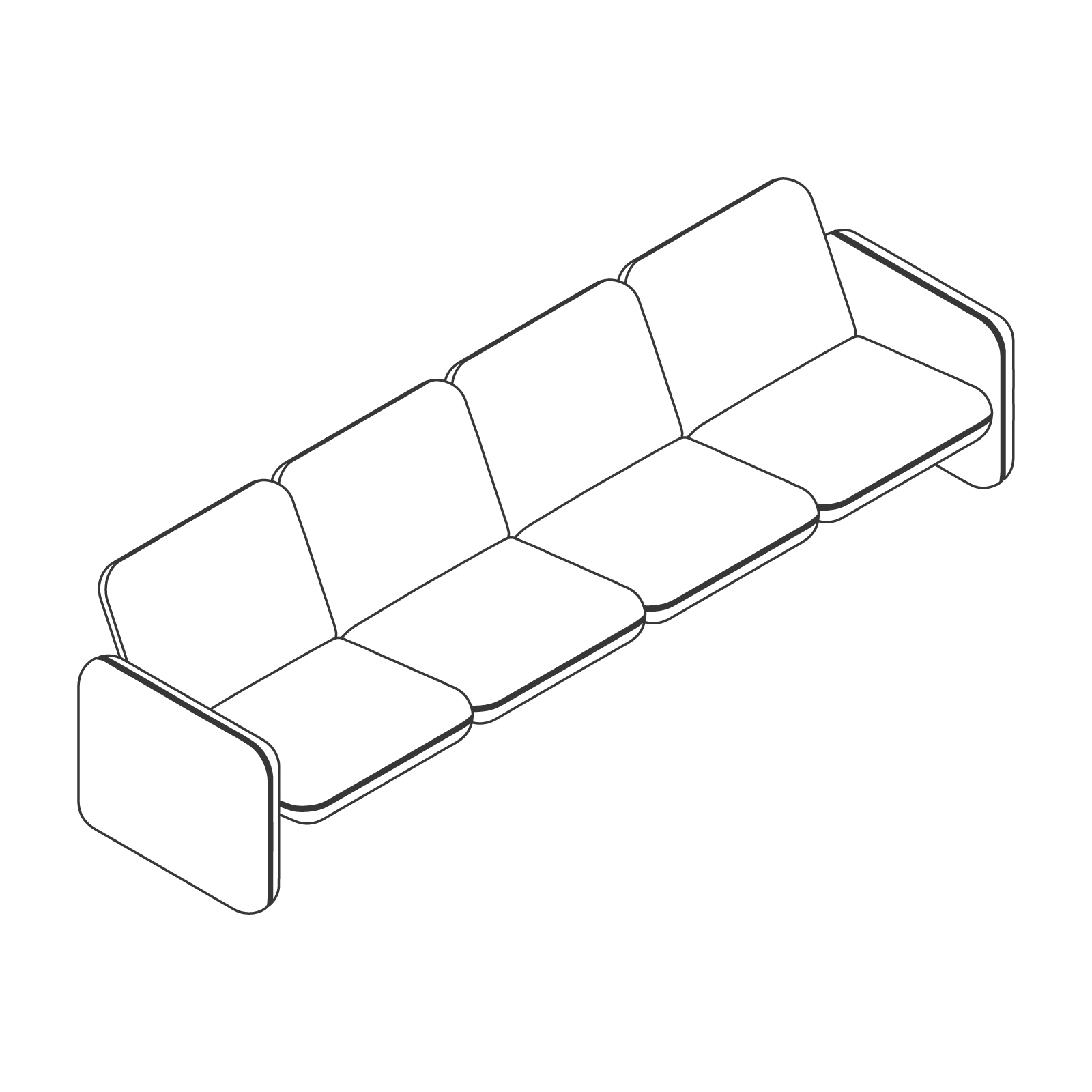 Dibujo en líneas - Conjunto de sofás modulares Wilkes – 4 asientos