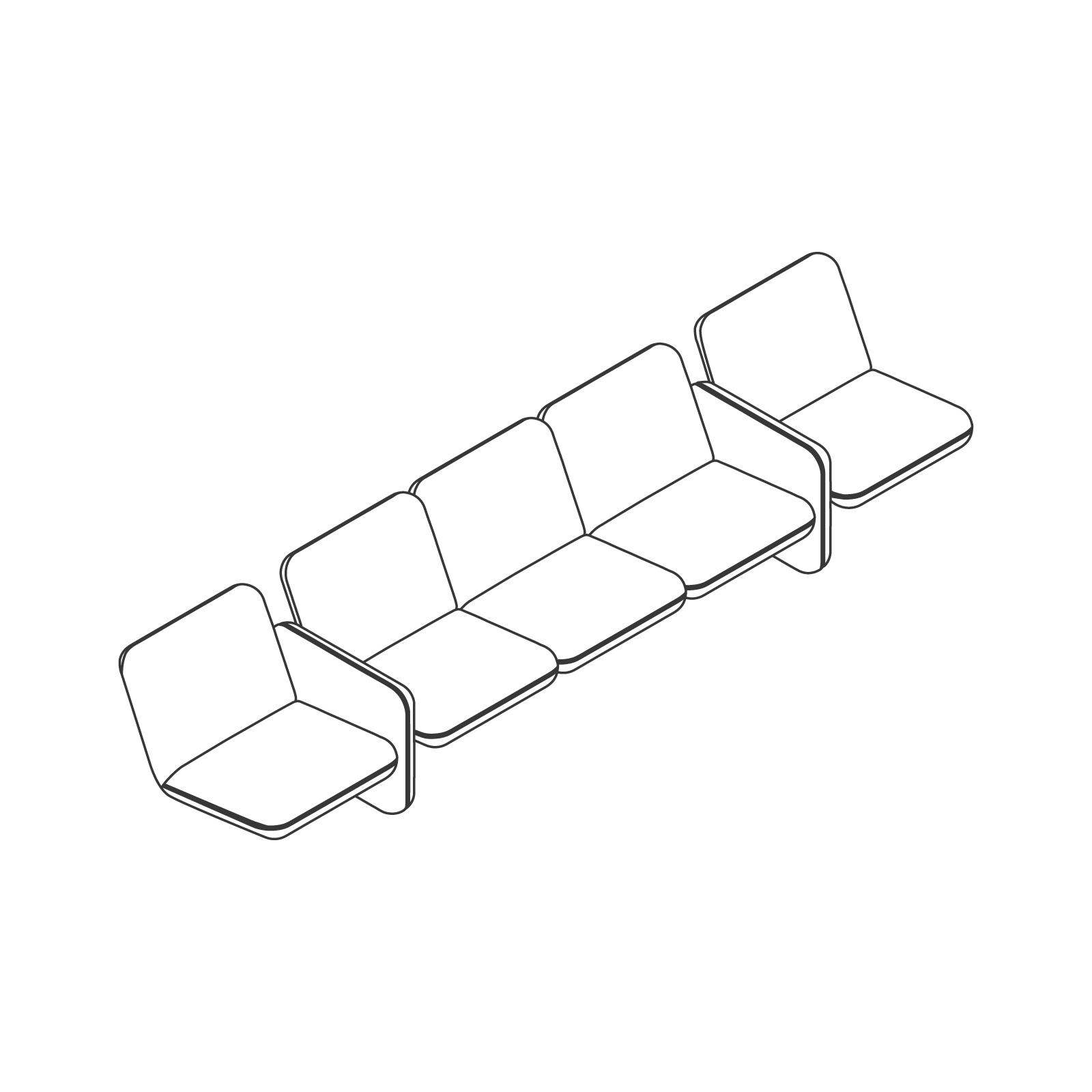 Dibujo en líneas - Conjunto de sofás modulares Wilkes – 5 asientos