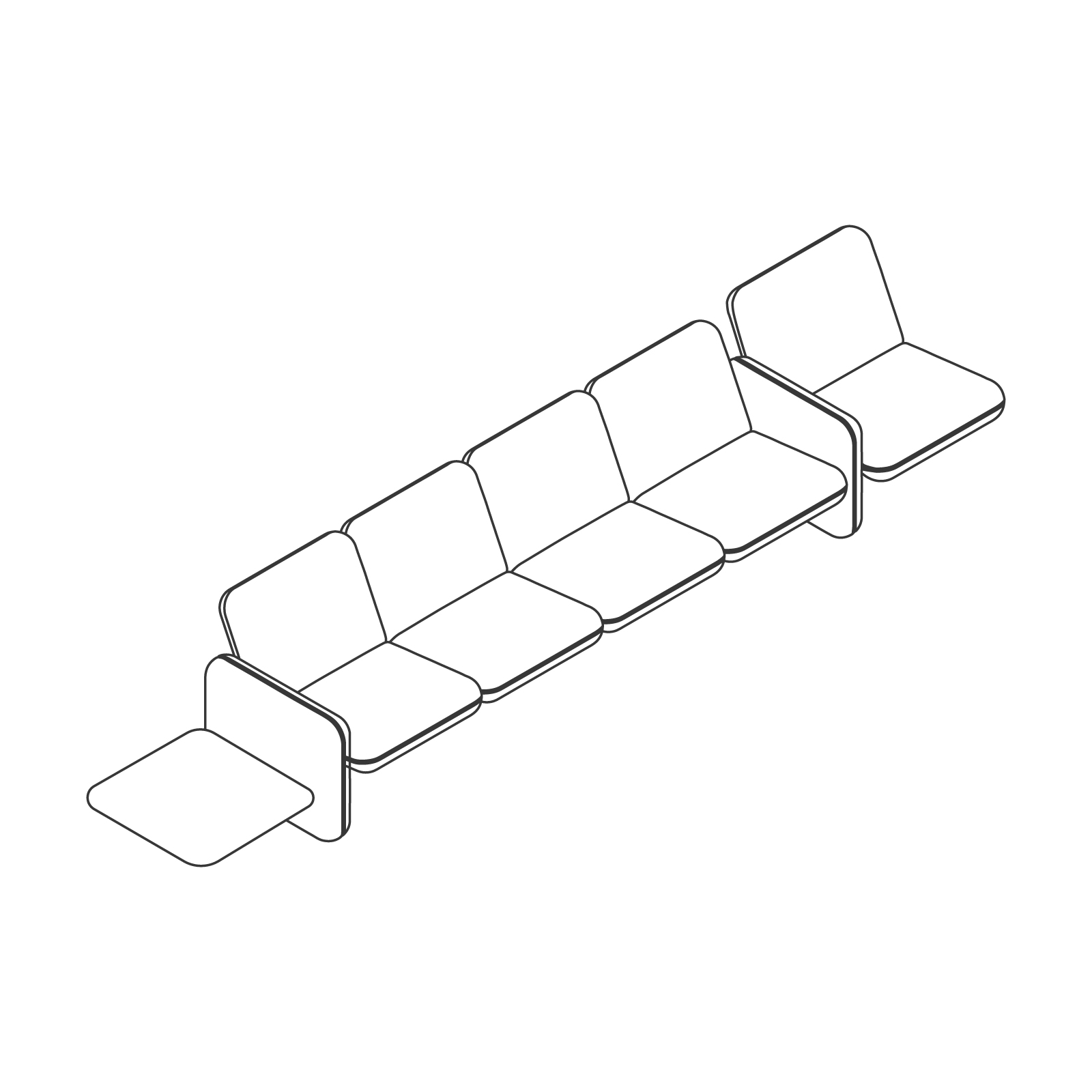 Croquis - Canapé modulaire Wilkes–5 places à gauche–Tablette à droite