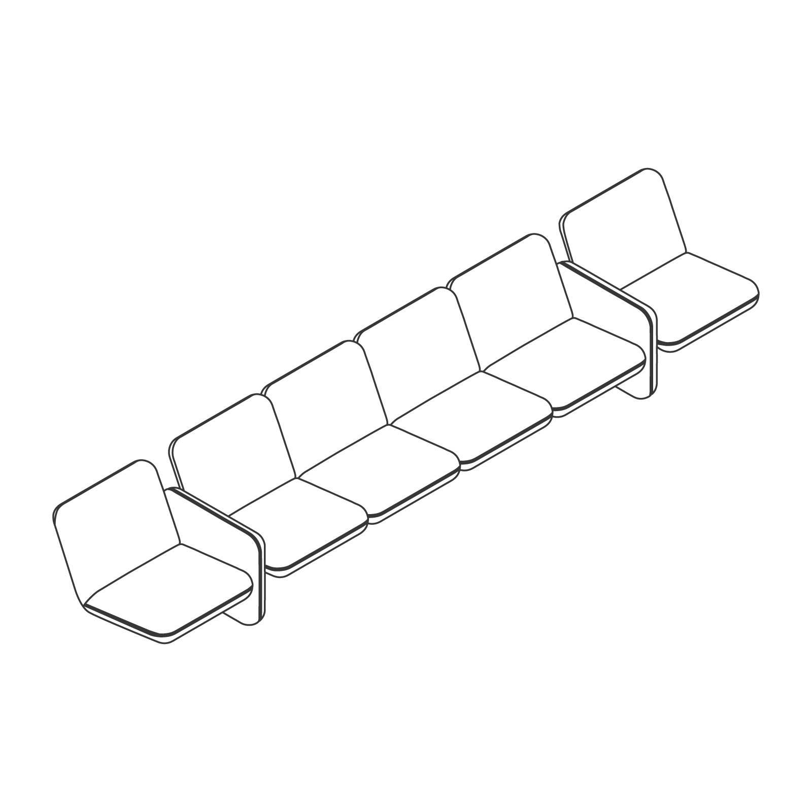 A-lijn tekening - Wilkes modulaire bankgroep–6-zitting