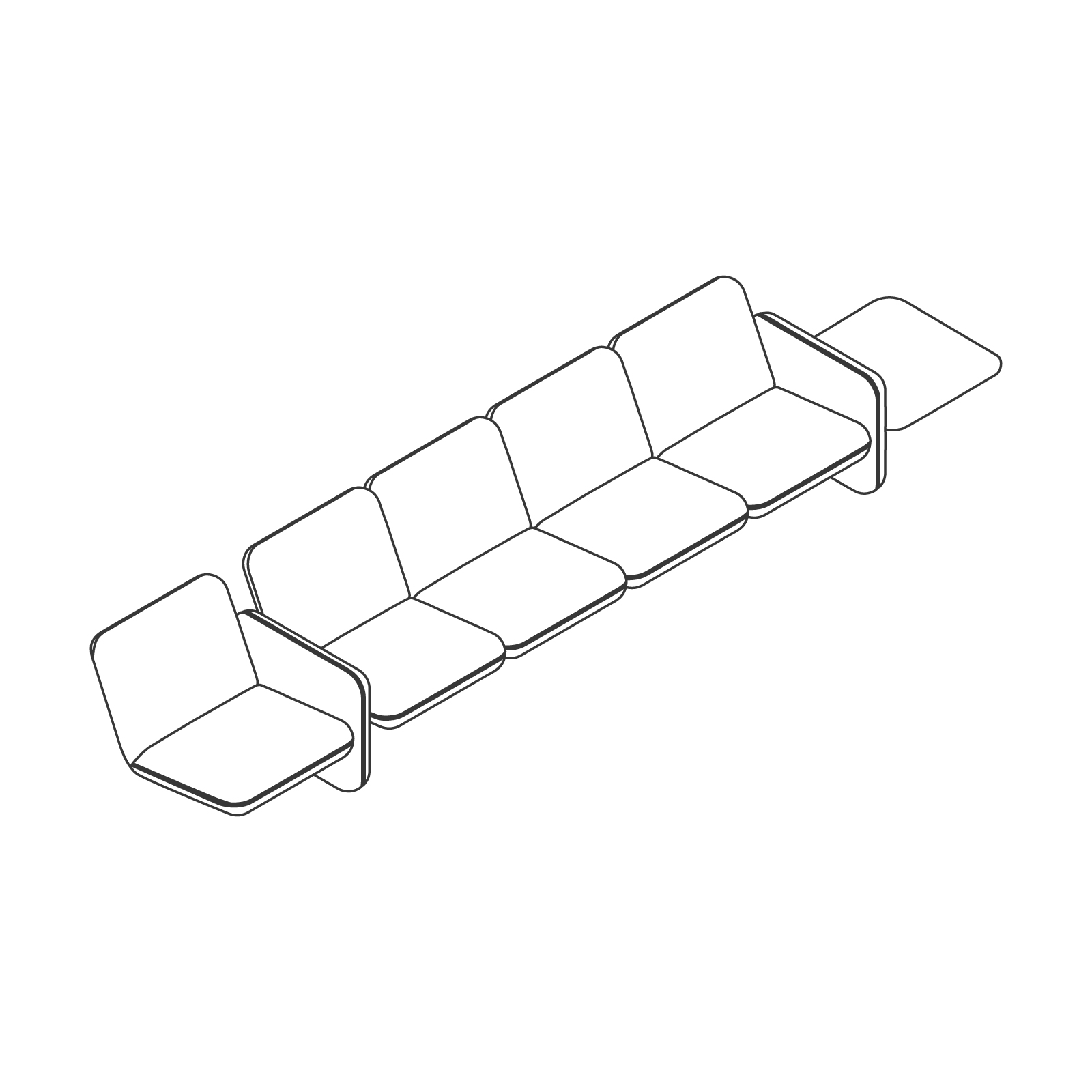 Dibujo en líneas - Conjunto de sofás modulares Wilkes – Mesa a la izquierda – 5 asientos a la derecha