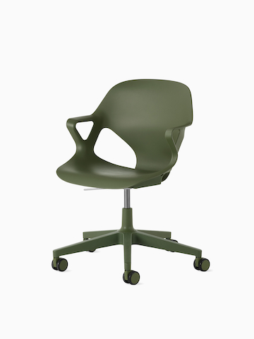 Front angle view of Zeph chair in Olive.