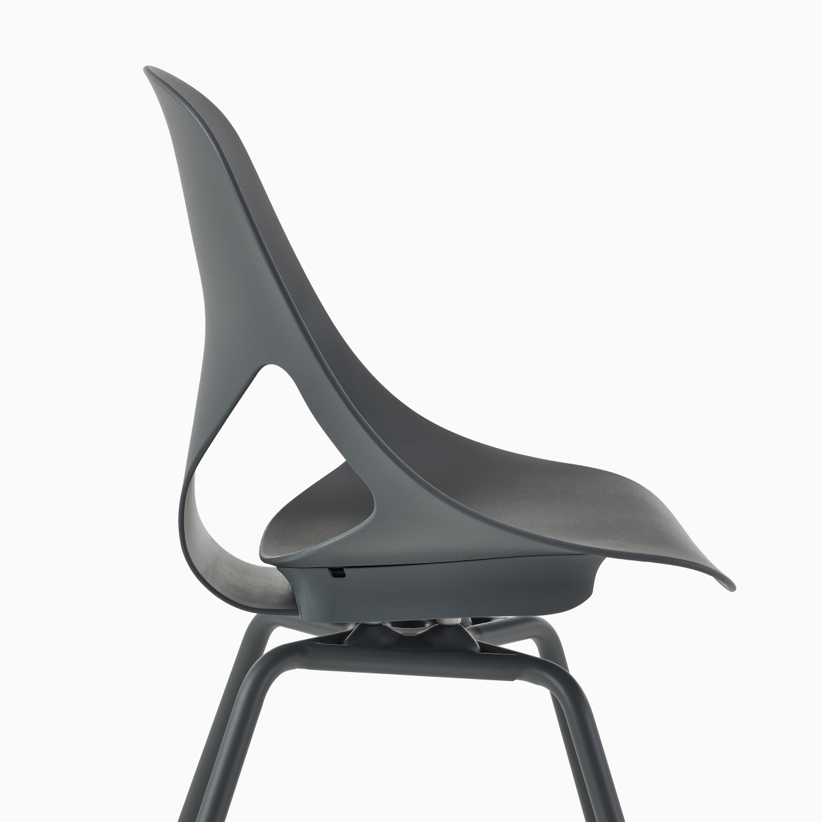 Close up of Zeph Side Chair's seat in Carbon