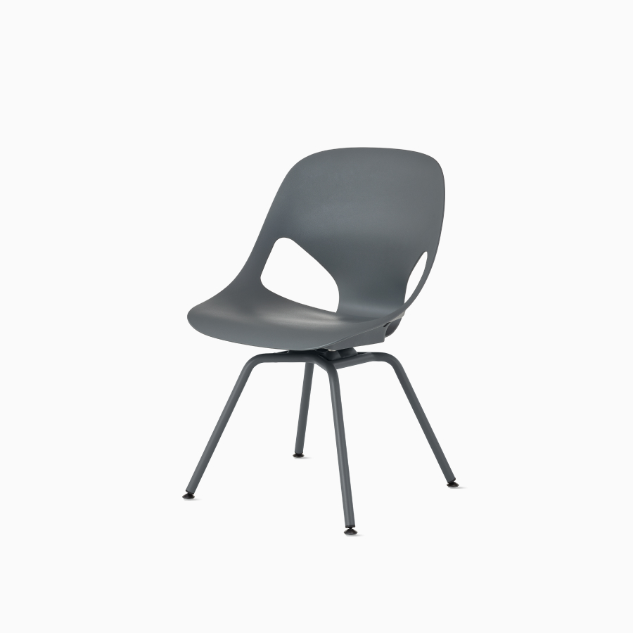 Front angle view of a dark grey armless Zeph Side Chair.