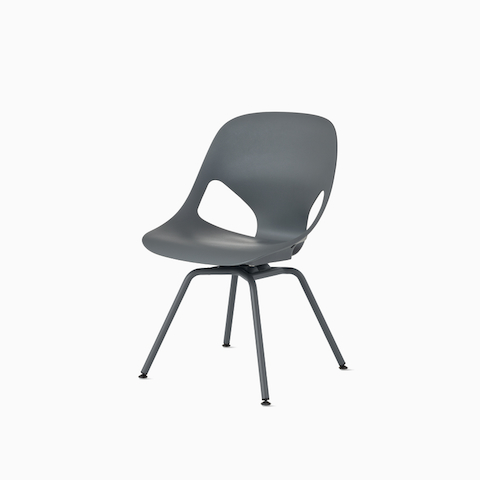 Front angle view of a dark grey armless Zeph Side Chair.