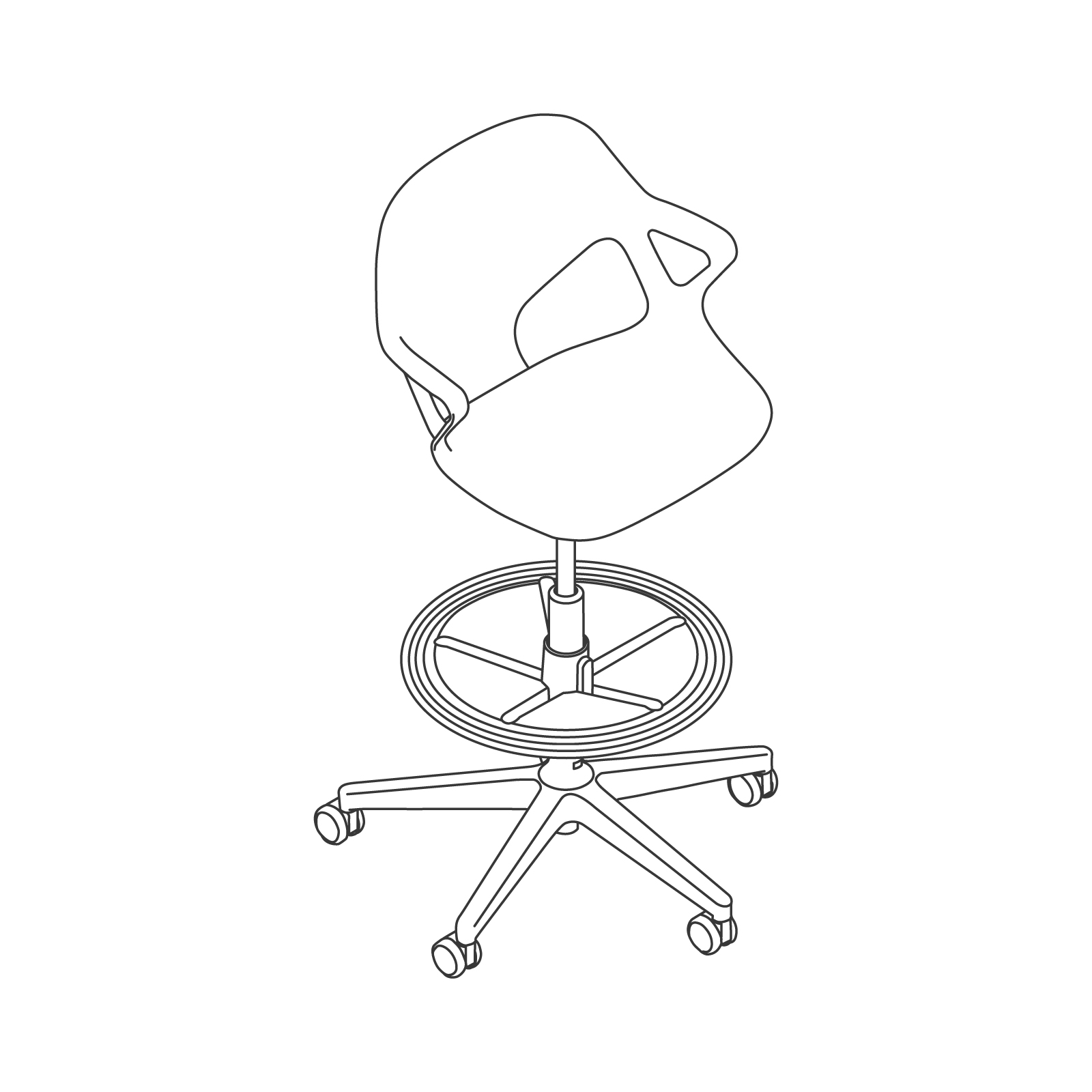 A line drawing - Zeph Stool–With Arms