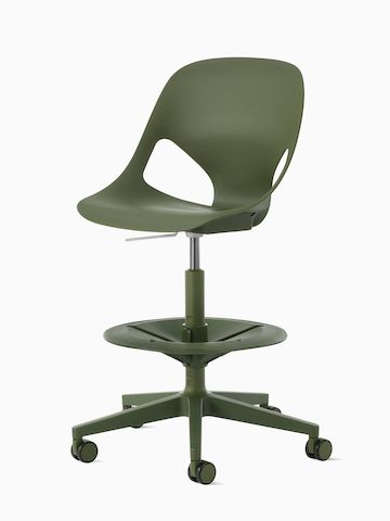 斜视图：橄榄绿色的Zeph座椅