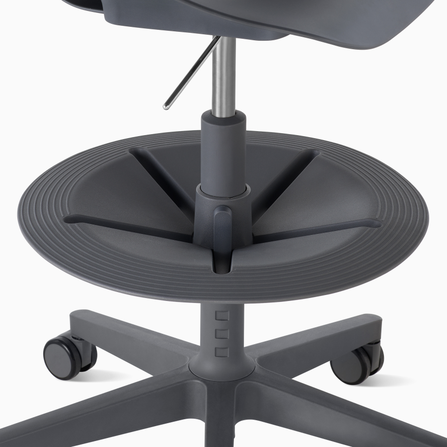 Detail view of a dark grey Zeph stool