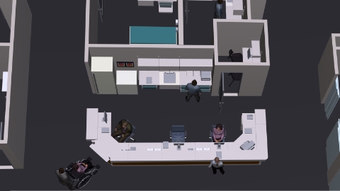 A computerized image shows a proposed rendering of a patient care station. A computerized image shows a proposed rendering of a patient care station.