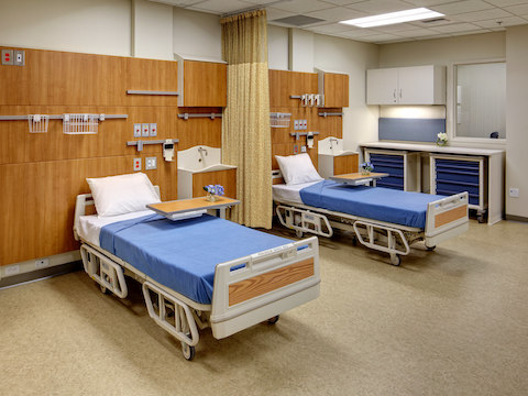 Life-like patient rooms for students, comprised of Compass modular systems. 