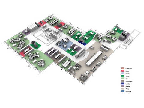 Overhead view of a space plan for Manpower in Prague, Czech Republic.