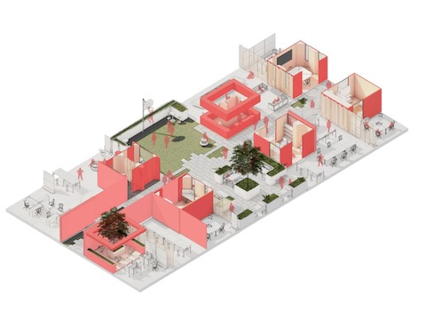 Axonometric view of floorplan from design firm SLAB.