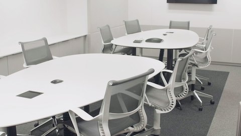 Setu Stools around two meeting tables.