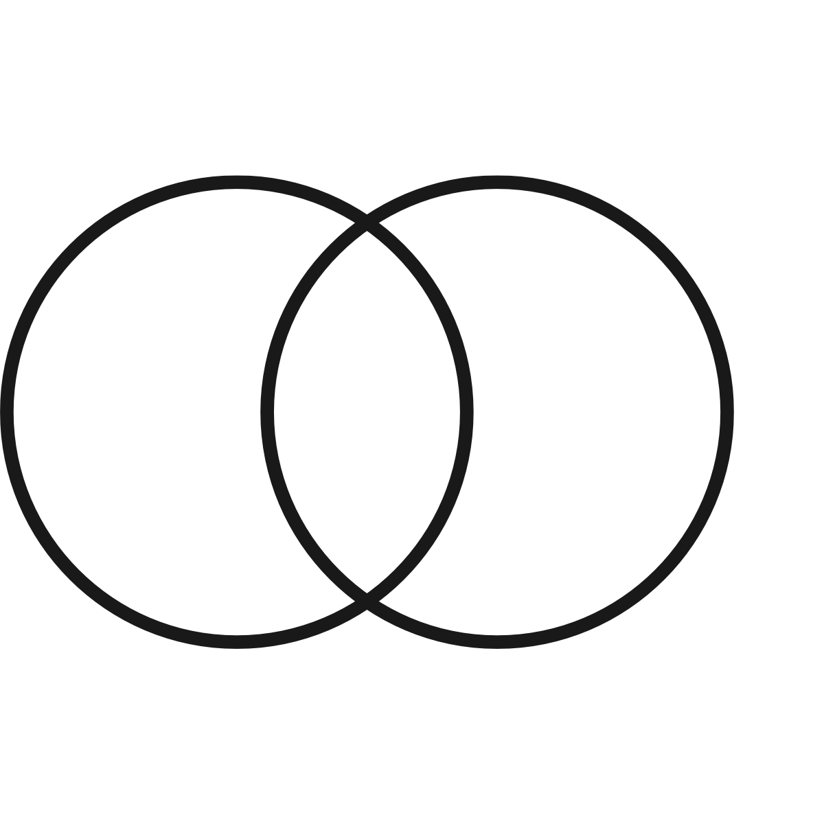 A black line drawing of two black concentric circles that represent an integrated design process.