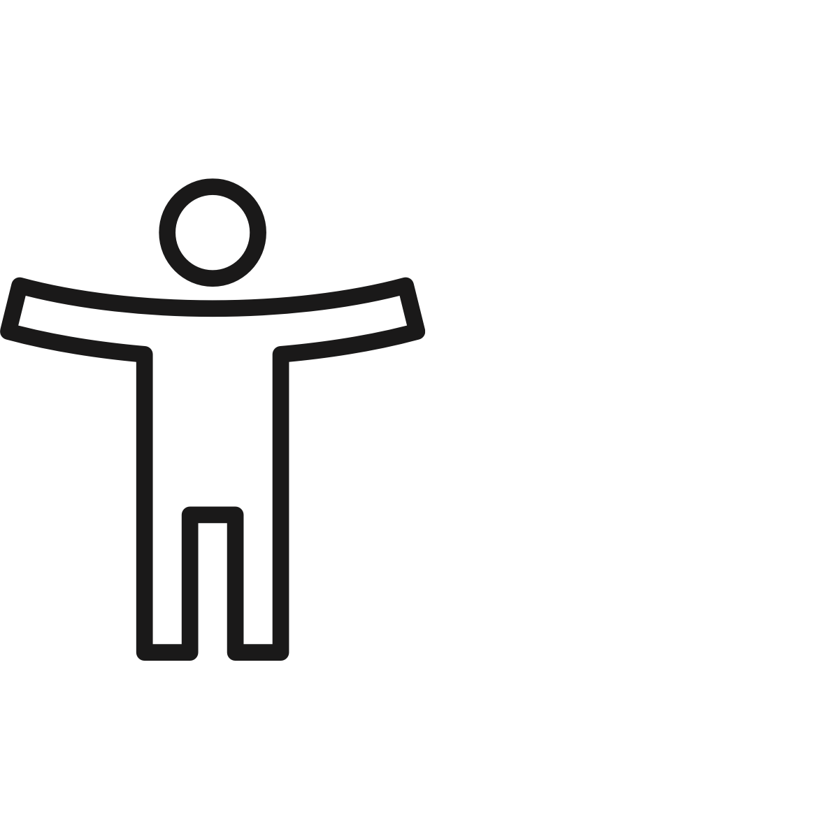 A black line drawing of a person with arms outstretched to represent the importance of human-centered design.