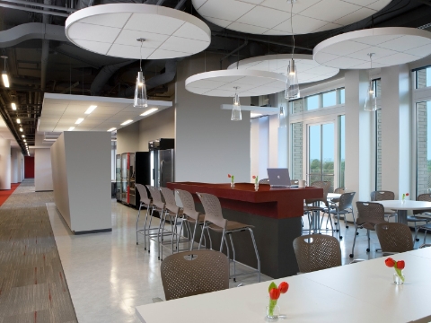 A gathering space welcomes in natural light, while outfitted with Caper chairs and Everywhere desks. A gathering space welcomes in natural light, while outfitted with Caper chairs and Everywhere desks.