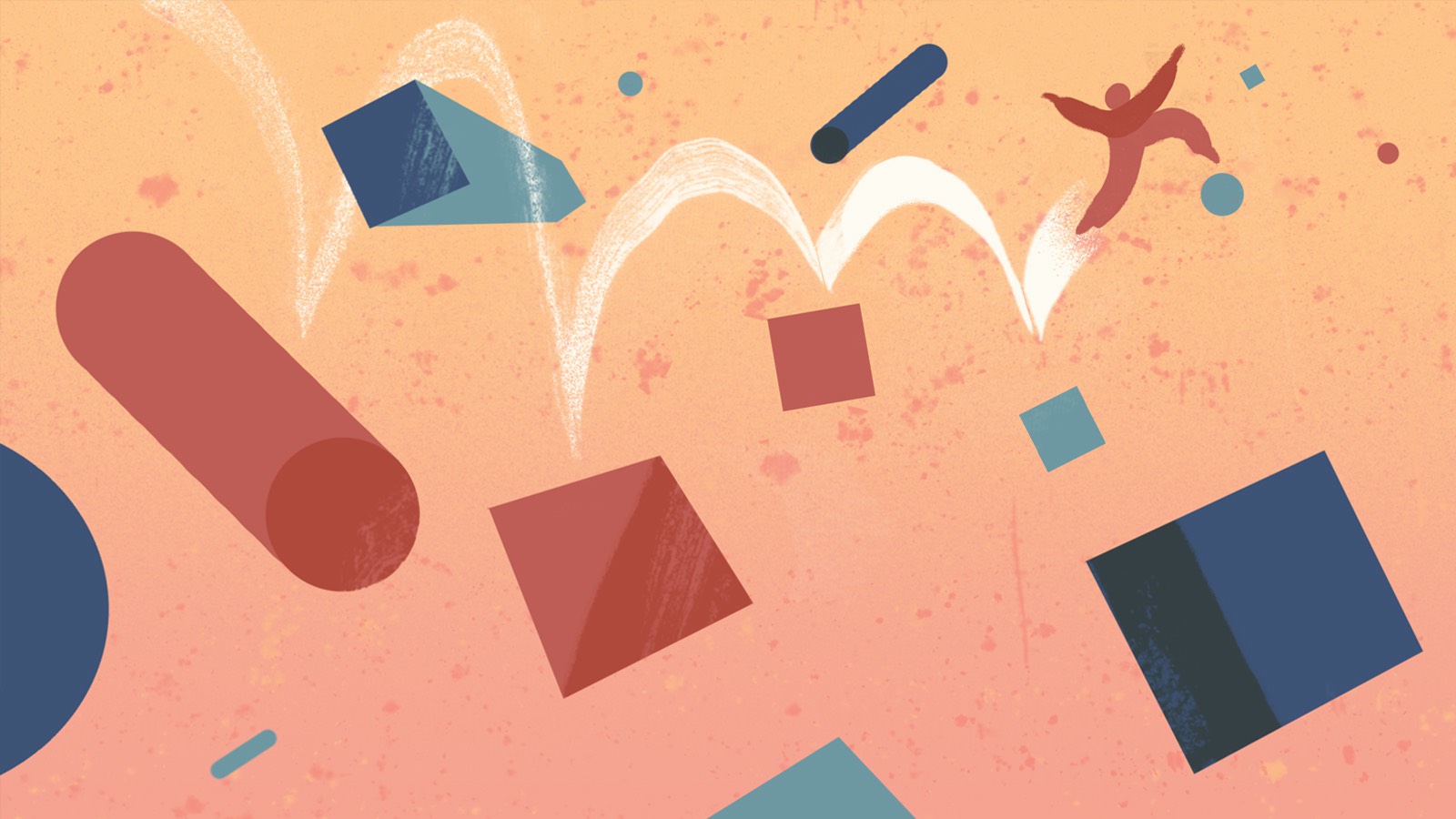 Een afbeelding van een man die over meerdere abstracte voorwerpen springt, wat de Set-Shift Test voor Cosm-onderzoek voorstelt. Een afbeelding van een man die over meerdere abstracte voorwerpen springt, wat de Set-Shift Test voor Cosm-onderzoek voorstelt.