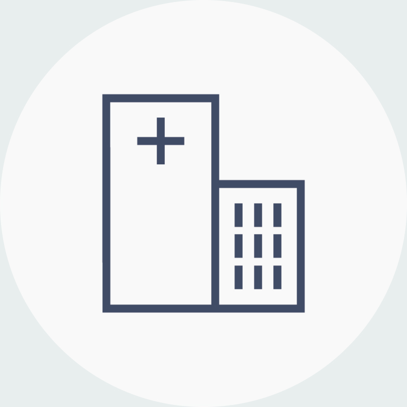 Graphic icon of a hospital building to represent clinical strategists.